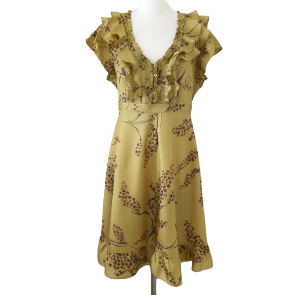 ROCHA JOHN ROCHA floral print dress UK 16 US 12 ruffle trim - Picture 1 of 5